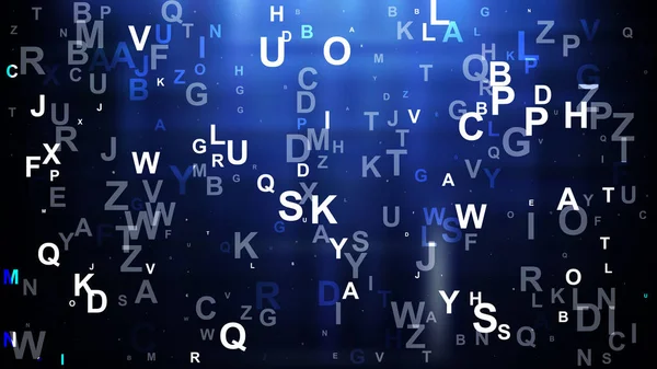 Abstracte zwarte en blauwe willekeurige alfabet achtergrond — Stockvector