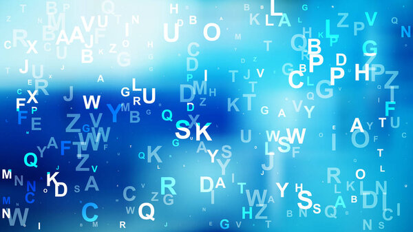 Abstract Blue Random Alphabet Letters Background Vector Graphic