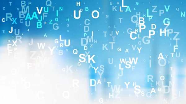 Abstracte blauwe en witte willekeurige alfabet letters achtergrond — Stockvector
