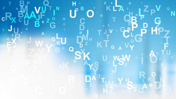 Abstract Blue and White Random Alphabet Letters Background