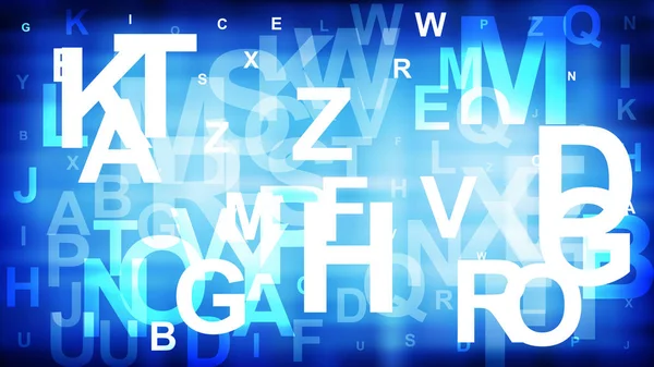 Blau und weiß verstreut Alphabet Hintergrund Illustrator — Stockvektor