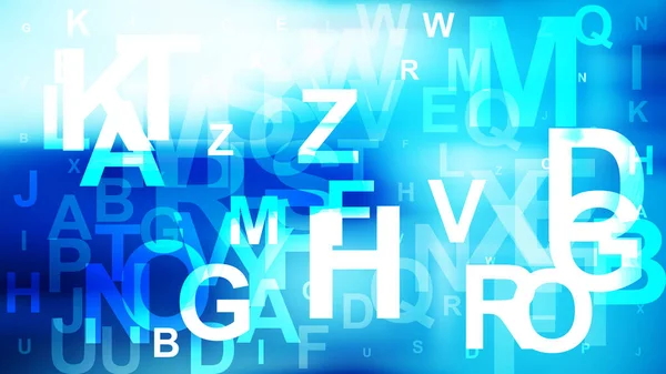 Blauwe en witte verspreide alfabet letters achtergrond vector illustratie — Stockvector
