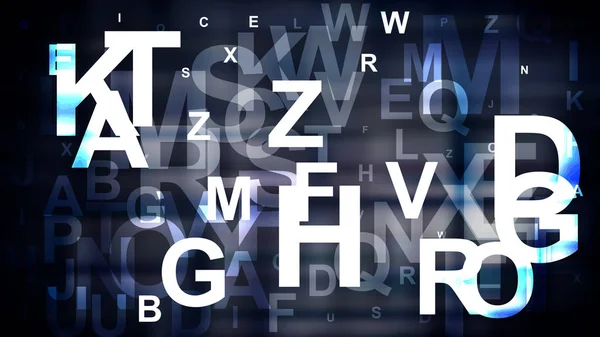 Blauw zwart en wit willekeurige alfabet letters achtergrond — Stockvector