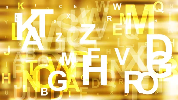 Letras del alfabeto diseminadas en oro abstracto Imagen de fondo — Vector de stock