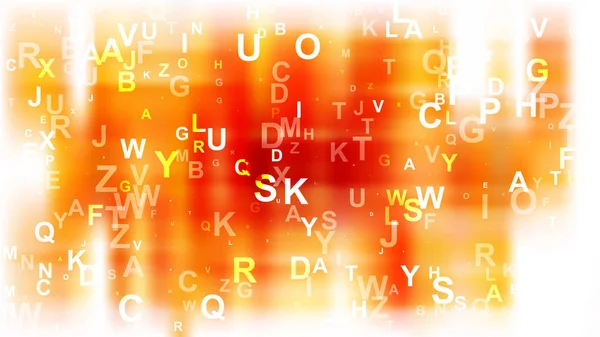 Abstract oranje en wit willekeurige alfabet letters achtergrondafbeelding — Stockvector