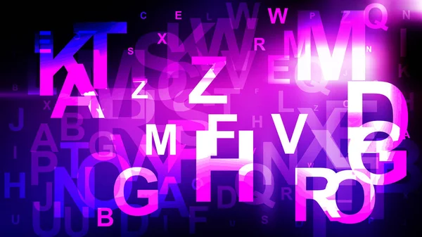 Abstracto púrpura y negro dispersos fondo del alfabeto — Vector de stock