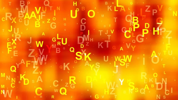 Astratto Rosso e Giallo dispersi alfabeto lettere Immagine di sfondo — Vettoriale Stock