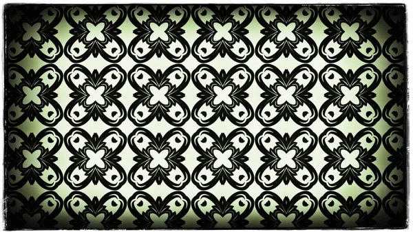 Zöld Fekete Fehér Vintage Virágos Mintás Háttérkép Design Template Gyönyörű — Stock Fotó