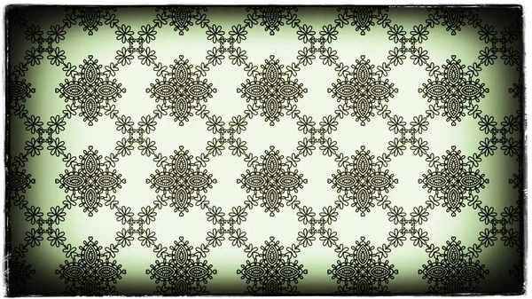Yeşil Siyah Beyaz Vintage Dekoratif Çiçek Süsleme Arka Plan Desen — Stok fotoğraf
