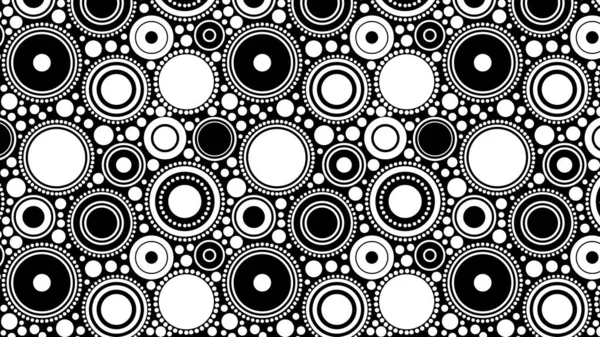 Plein Cadre Noir Blanc Motif Cercles Fond Vectoriel — Image vectorielle