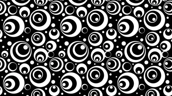 フルフレームの黒と白の円のパターンベクトルの背景 — ストックベクタ