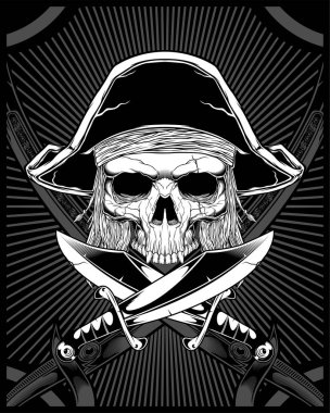 kılıç ile kafatası korsan