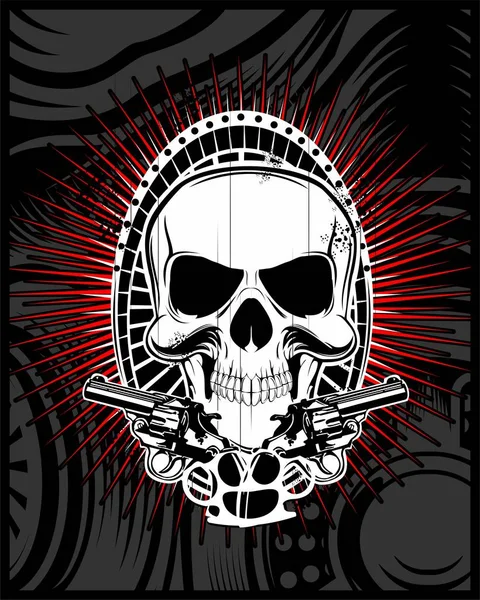 Skull with gun — Stock Vector