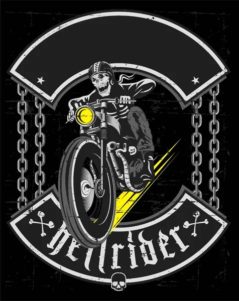 Kafatası sürme vintage motosiklet el çizim - Vektör