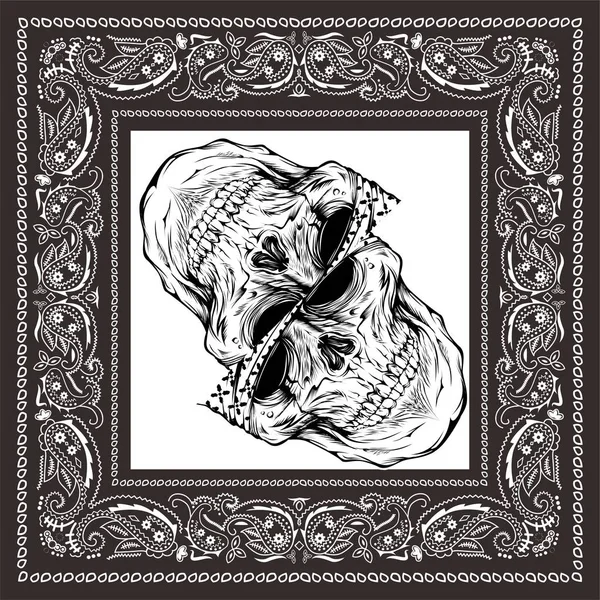 Bandana Totenkopf schwarz weiß — Stockvektor