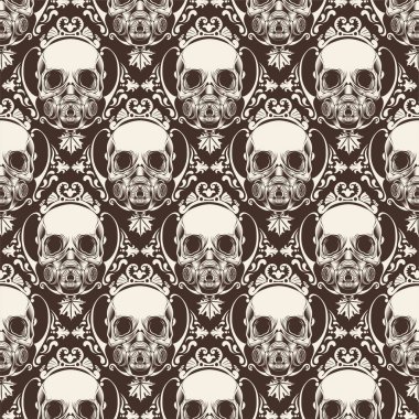 Süs Kafatası Dikişsiz Desen - Vektör