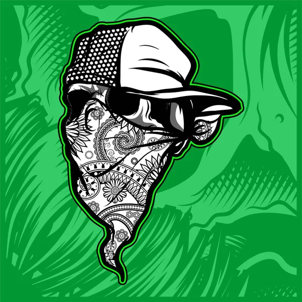 Schedel dragen Bandana handtekening vector — Stockvector