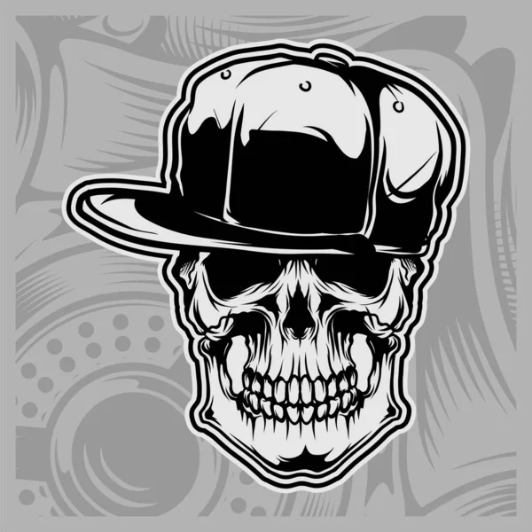 Cráneo usando gorra vector — Vector de stock