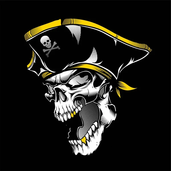 Cráneo pirata mano dibujo vector — Archivo Imágenes Vectoriales