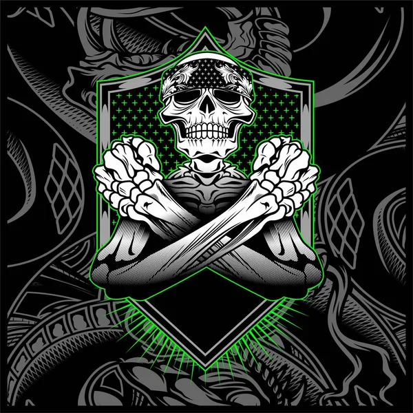 skull bandana el çizim vektörü