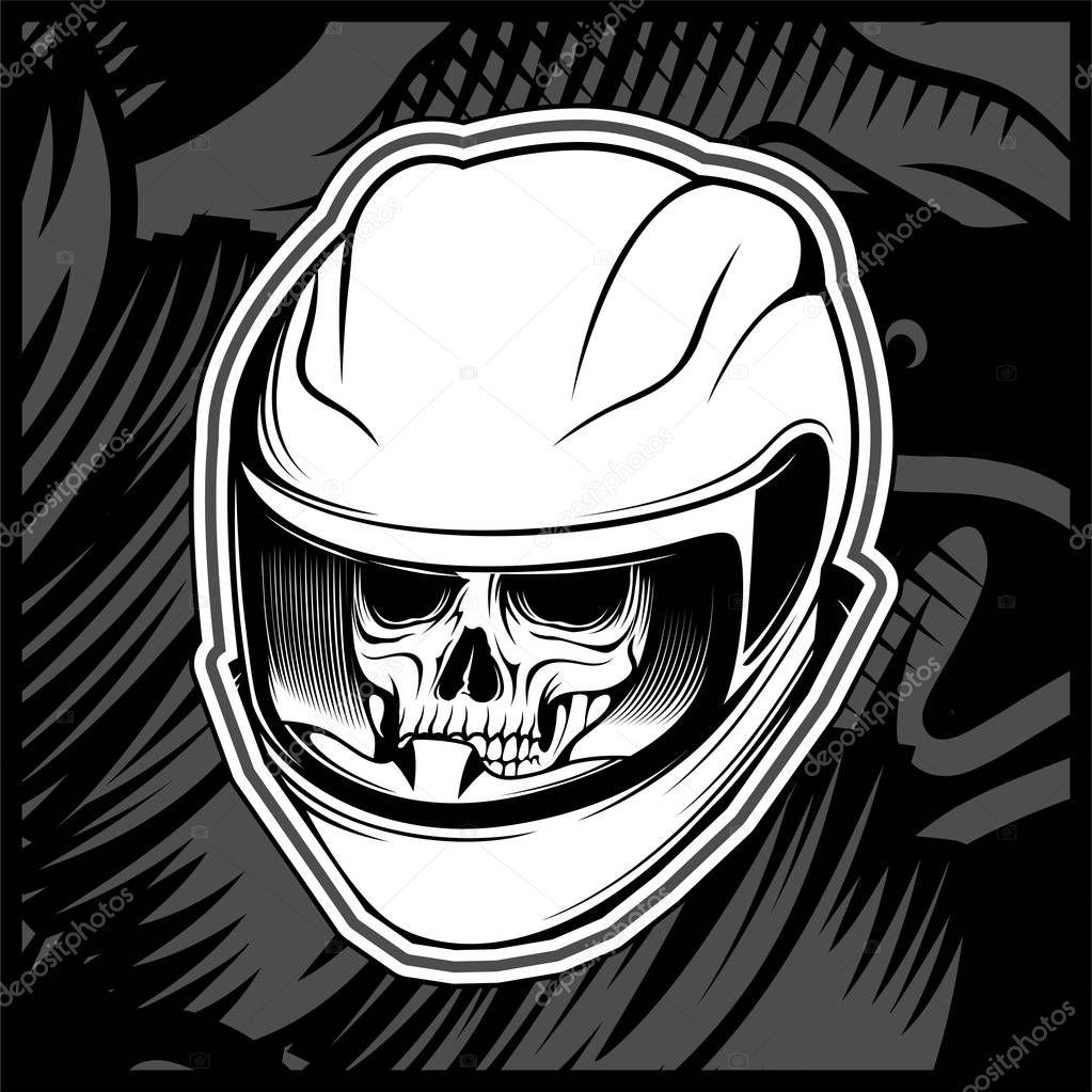 skull helmet hand drawing vector