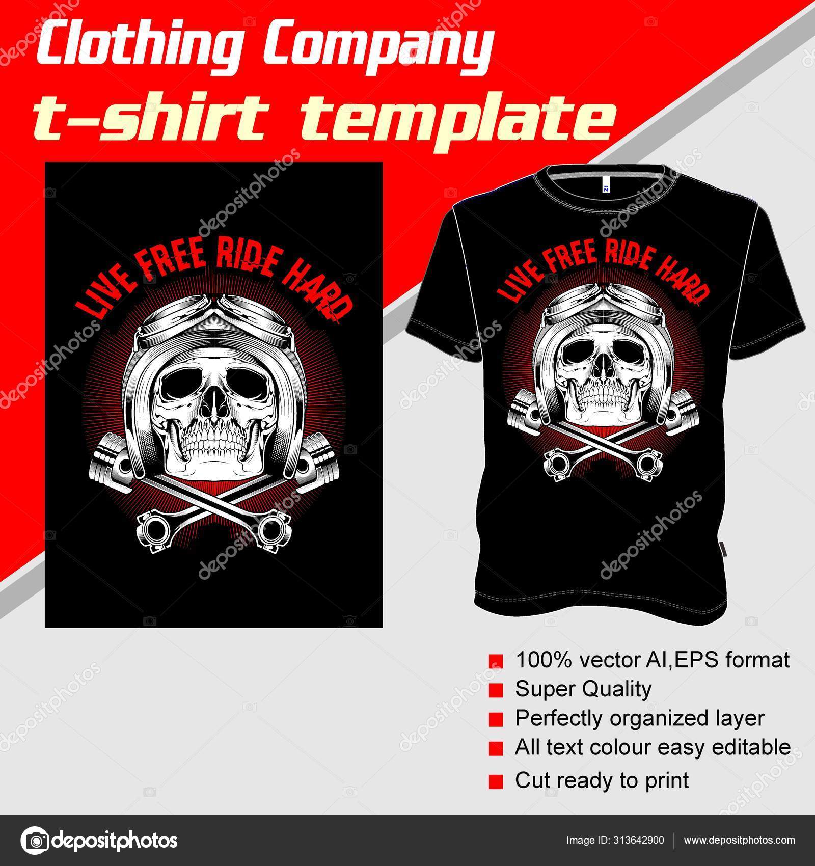 T Shirt Template Fully Editable With Skull Helmet Vector Vector Image By C Skull Vector Vector Stock 313642900
