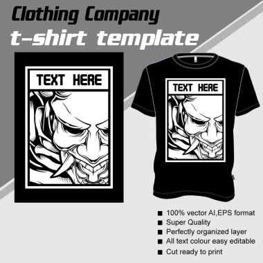 T-shirt template, fully editable with demonic vector clipart
