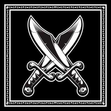 Çapraz Kılıç Vektörü el çizim vektörü