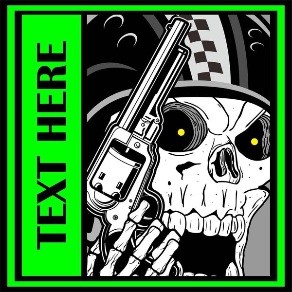 Военный череп с векторным рисунком руки вектора черепа. дизайн, байкер, джокер, человек, парикмахер и многое другое. Векторная иллюстрация - вектор
