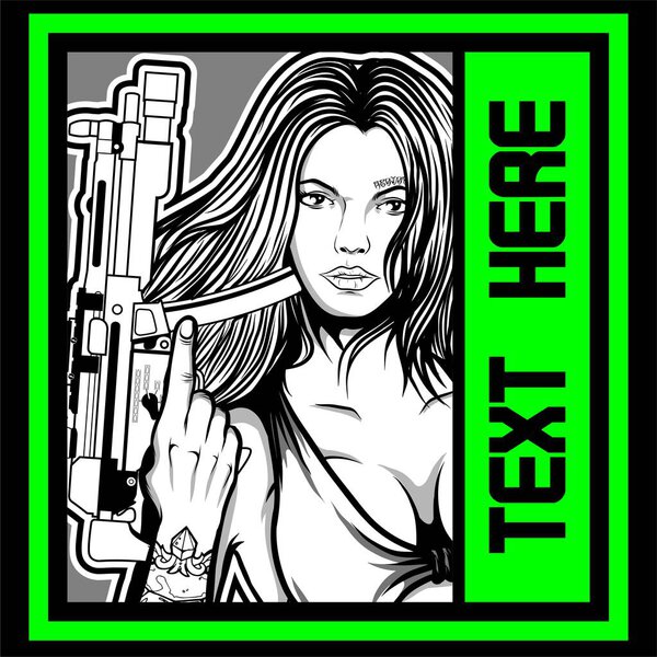 сексуальная женщина с ружьем вектор рисования
