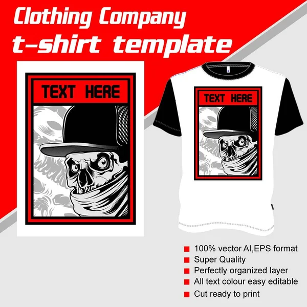 Plantilla de camiseta, totalmente editable con vector gangster — Vector de stock