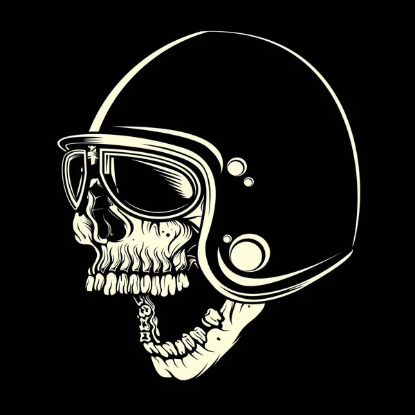 Cráneo con casco café corredor mano dibujo vector — Vector de stock