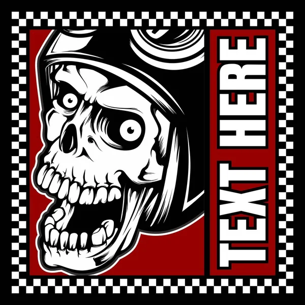 Calavera retro, vintage, dibujo a mano detalle — Vector de stock