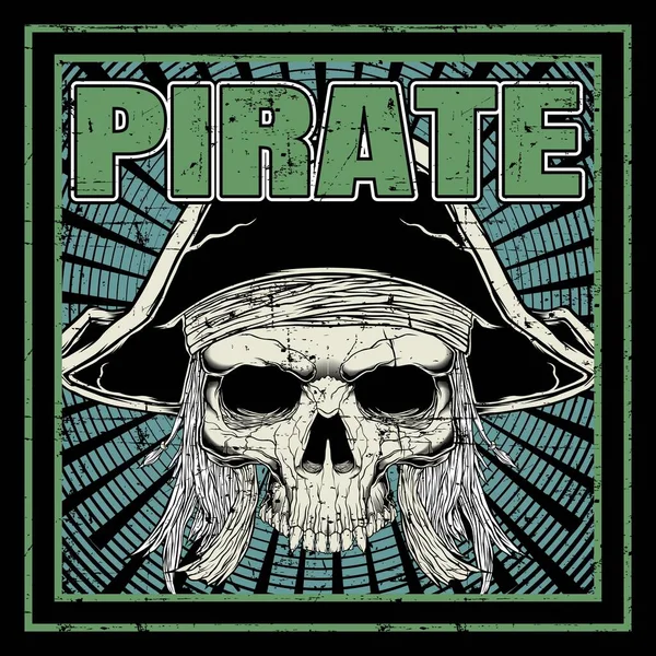 Cráneo pirata mano dibujo vector — Archivo Imágenes Vectoriales