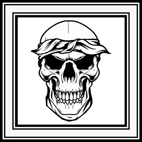 Crâne rétro, vintage, détail dessin à la main — Image vectorielle