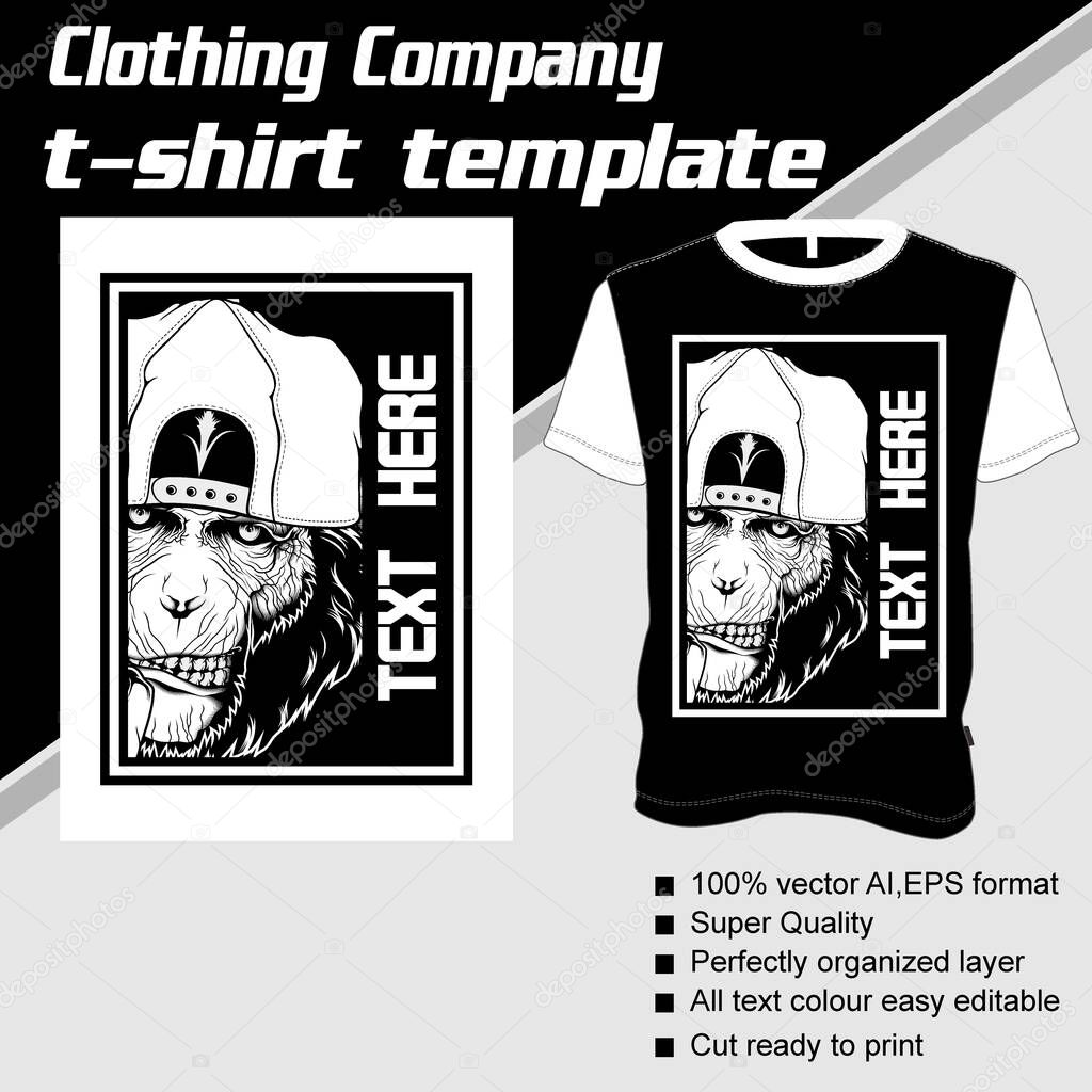 T-shirt template, fully editable with ape vector