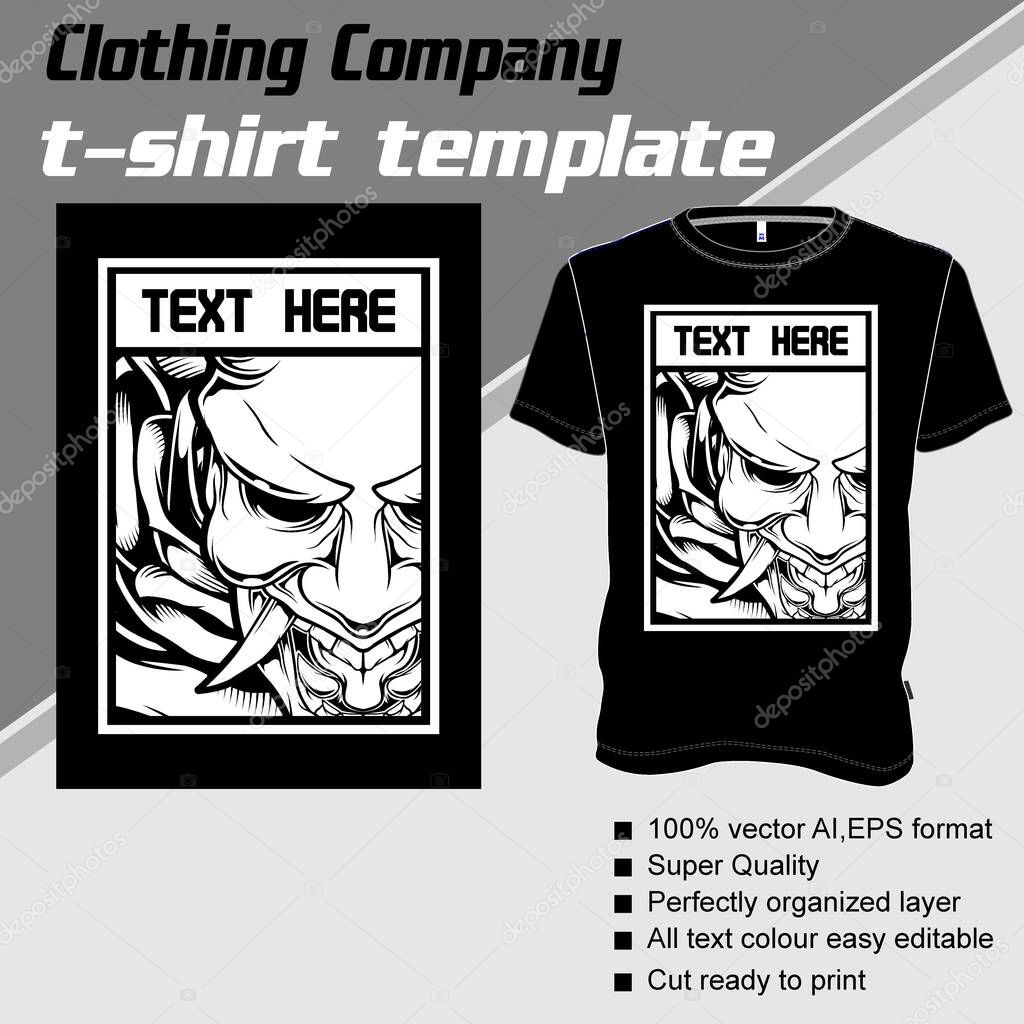 T-shirt template, fully editable with demonic vector