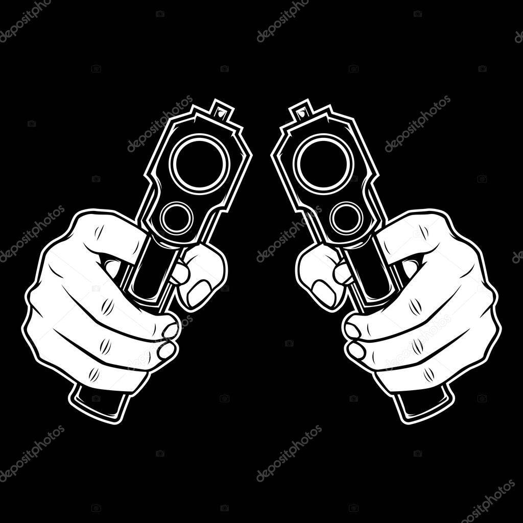 Hand holding a gun.vector hand drawing