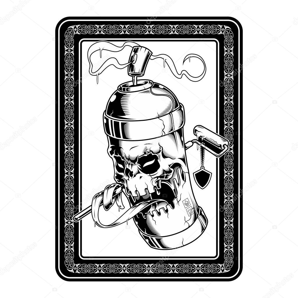 Spray paint skull face graffiti cartoon character