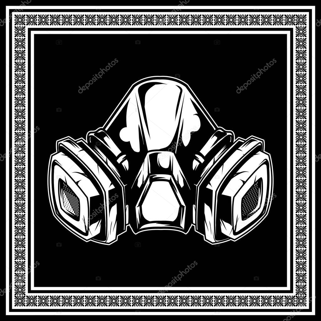gas mask hand drawing vector