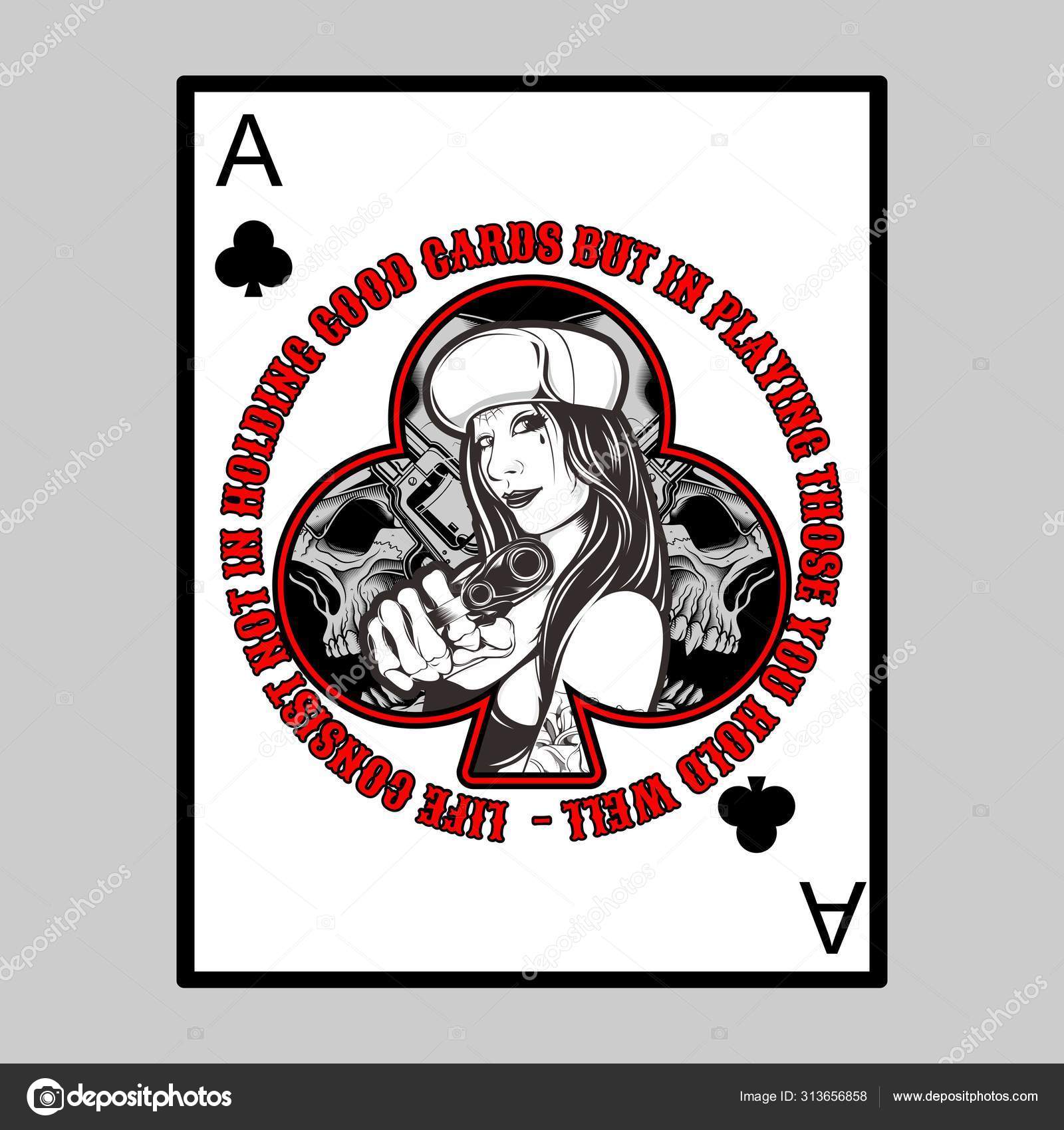 카드 놀이와 관련된 갱스터 개념. . 벡터 핸드 드로잉, 셔츠 디자인, 바이 커, 디스크 자키, 신사, 바버 그리고 많은 다른 것들.  고립되고 편집하기 쉽다. 벡터 일러스트 스톡 벡터 - ©Skull_vector 313656858, image size:1600x1700