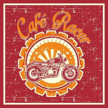 grunge style of cafe racer badge - Vector