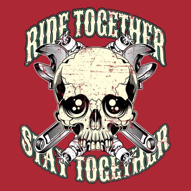 Motosikletlerle ilgili Vektör Alıntısı ve motorcuların kafatası anahtarı, buji, vektör el çizimi, gömlek tasarımları, motorcu, diskjokey, beyefendi, berber ve diğerleri. İzole edilmiş ve düzenlenmesi kolay. Vektör Illustratio