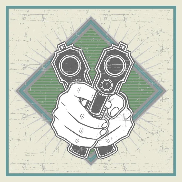 Style grunge main tenant pistolet vecteur — Image vectorielle