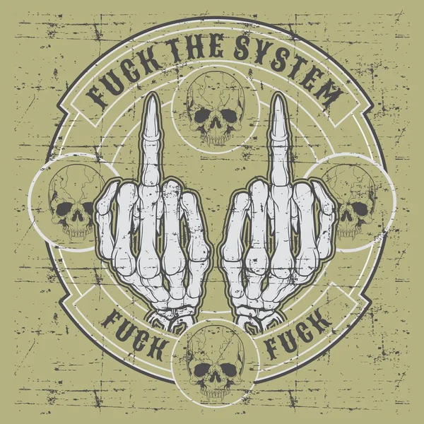 Hand, middle finger. Fuck you, symbol. Vintage sketch vector illustration — Stock Vector