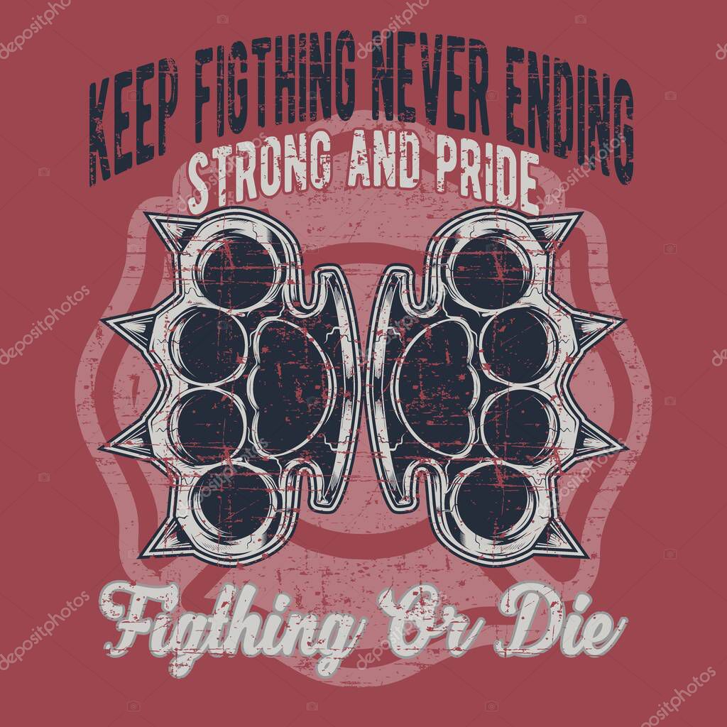 Grunge style vintage knuckle fighting hand drawing vector