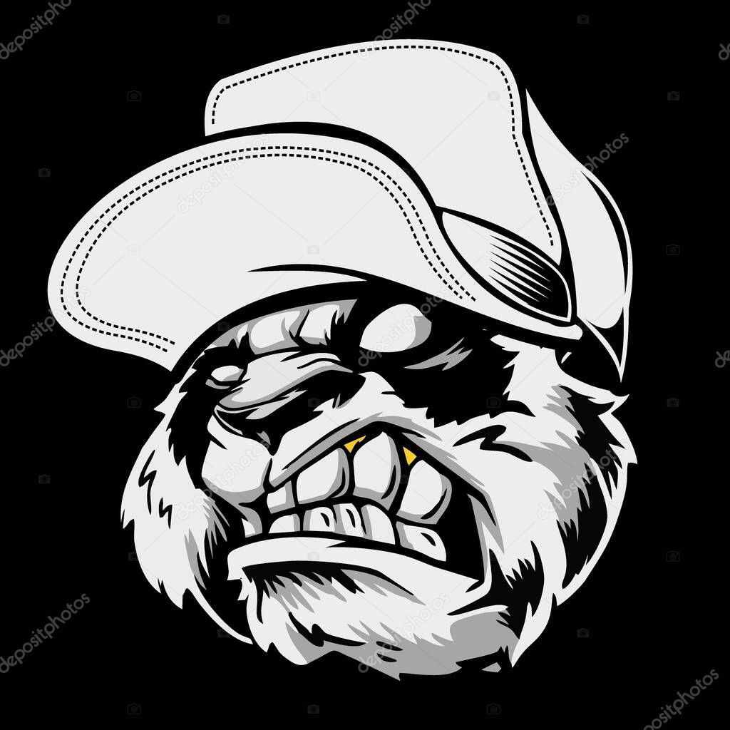 cabezal de panda enojado con un dibujo a mano hat.vector, diseños de ...