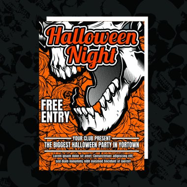 Cadılar Bayramı partisi davetiyesi el ilanı. Düzenlenebilir vektör