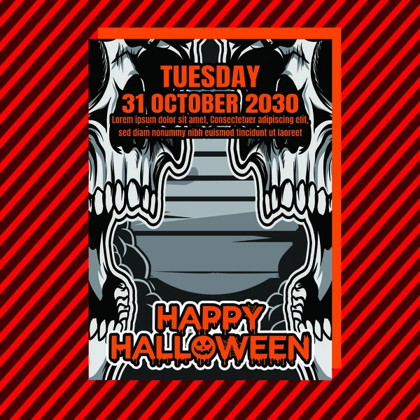 Fête d'Halloween fond vertical de nuit avec crâne, Flyer ou modèle d'invitation pour la fête d'Halloween. Illustration vectorielle . — Image vectorielle