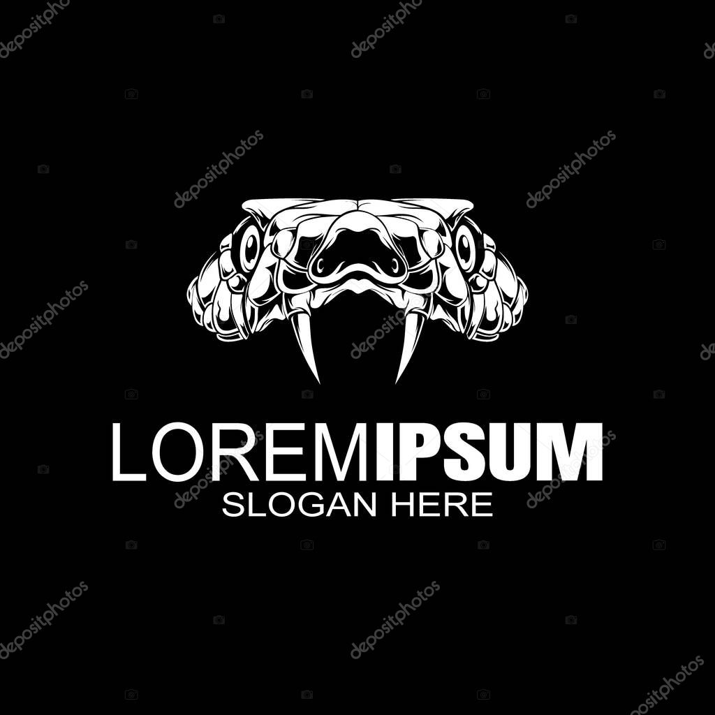 Vector snake logo template. danger snake icon. viper white silhouette isolated on white